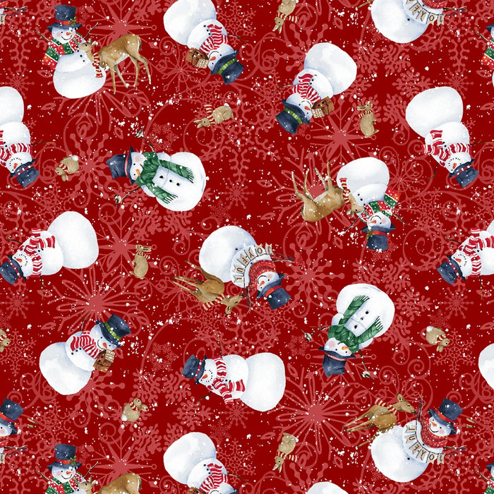 Joyful Snowmen - Tossed Snowmen Red