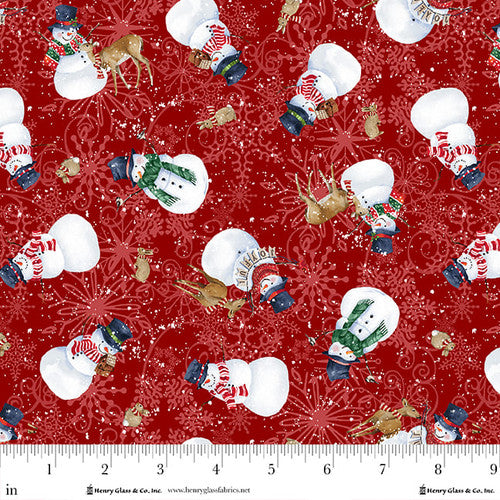 Joyful Snowmen - Tossed Snowmen Red