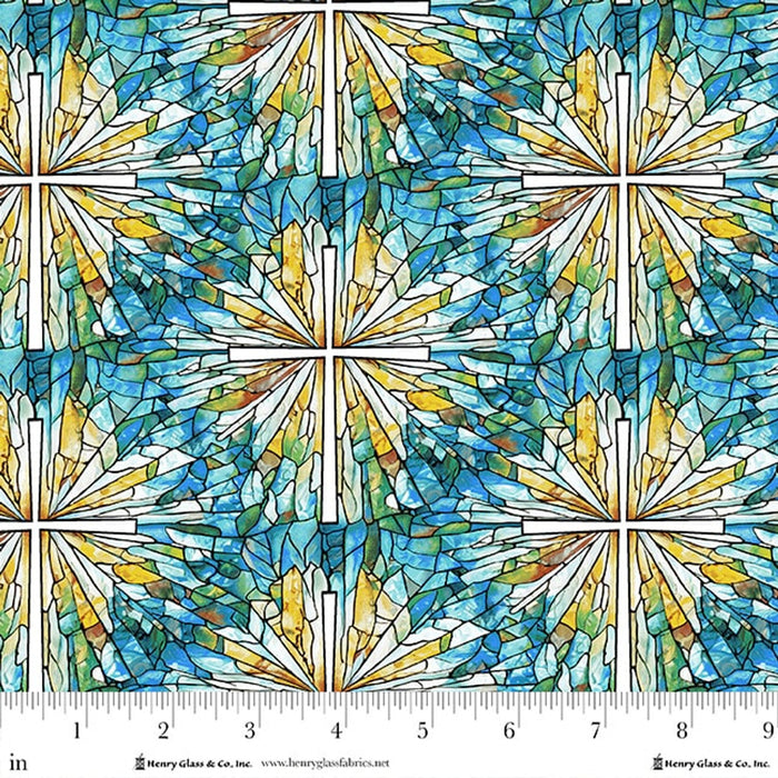 Faith in Full Color - Stained Glass Cross Turquoise