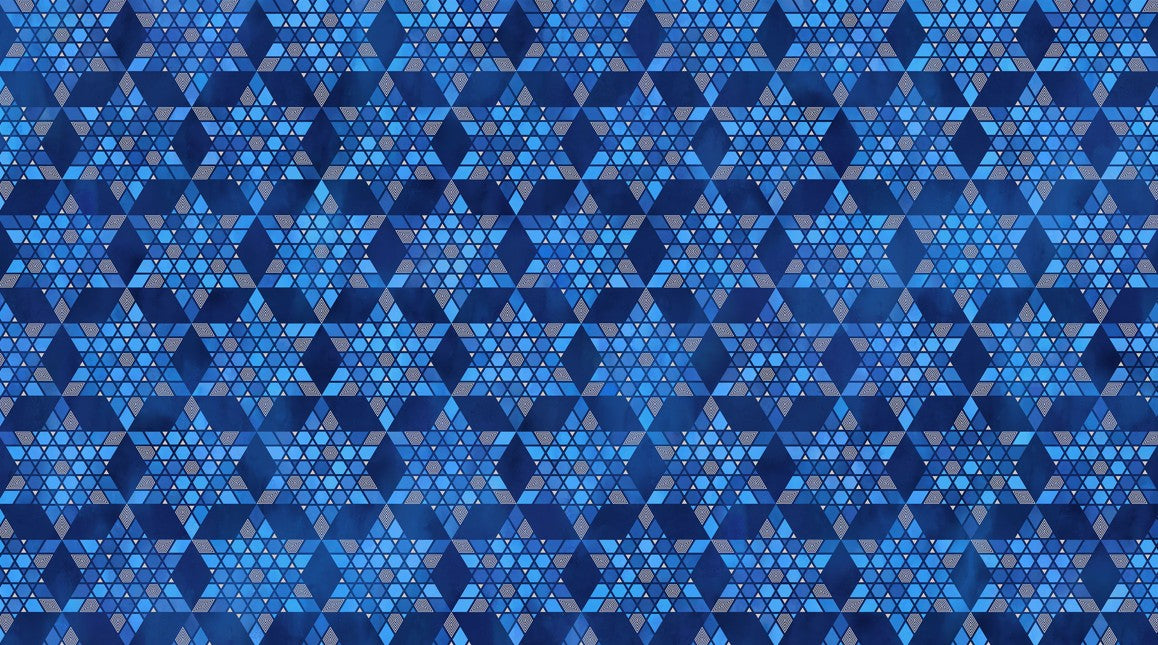 Starlight Metallic - Geometric Stars Dark Blue
