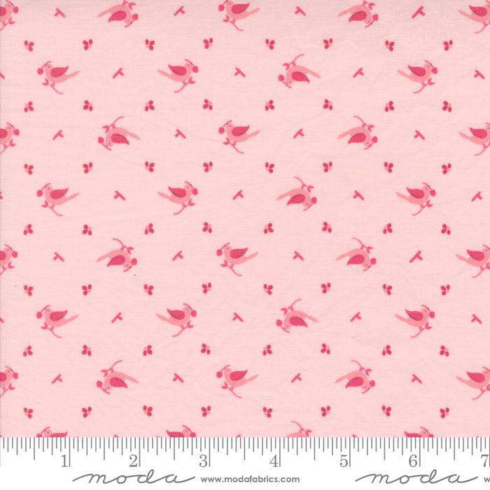 Hollyhocks & Roses - Early Bird Pink 17-1/2' Remnant