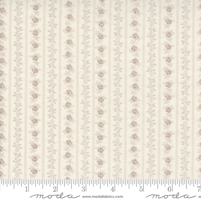 Hollyhocks & Roses - Floral Stripe Linen