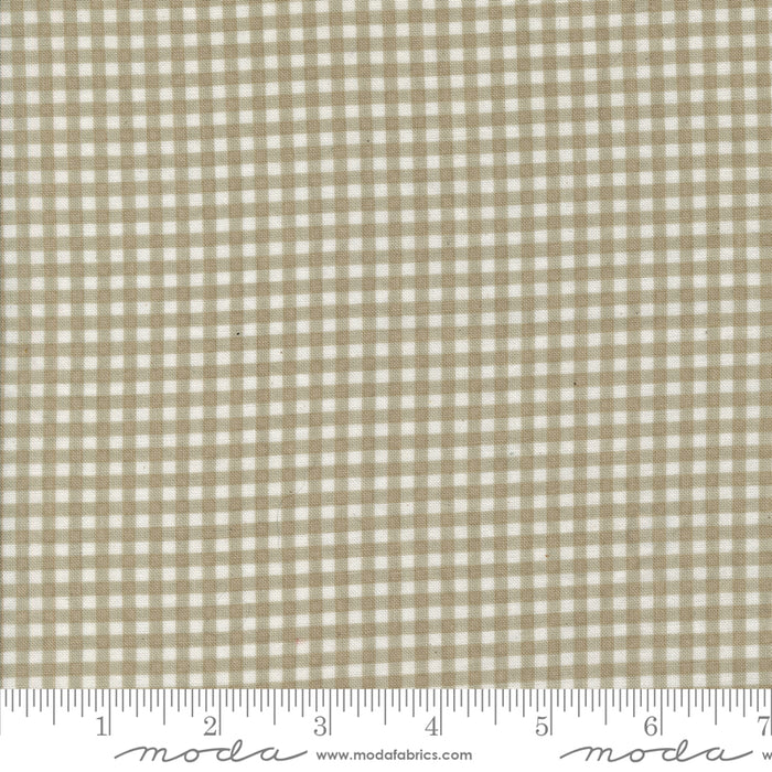 Hollyhocks & Roses - Gingham Check Linen