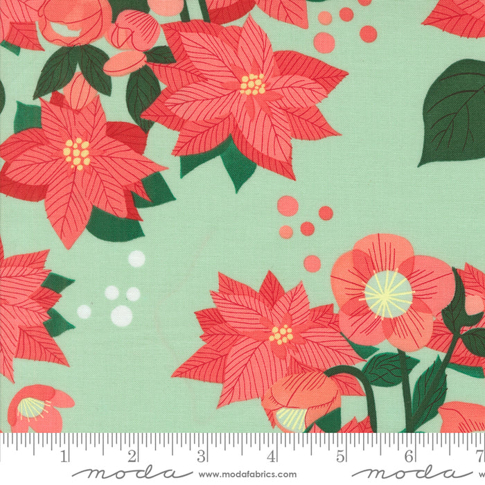 Tiny Christmas - Poinsettia Florals Mint