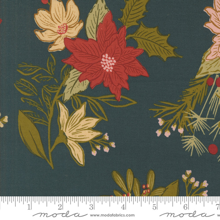 Old World Yuletide Metallic - Festive Florals Midnight