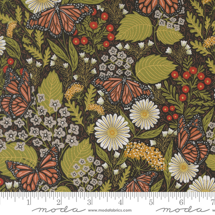 Bee Garden Metallic - Summer Butterfly Black 11" Remnant