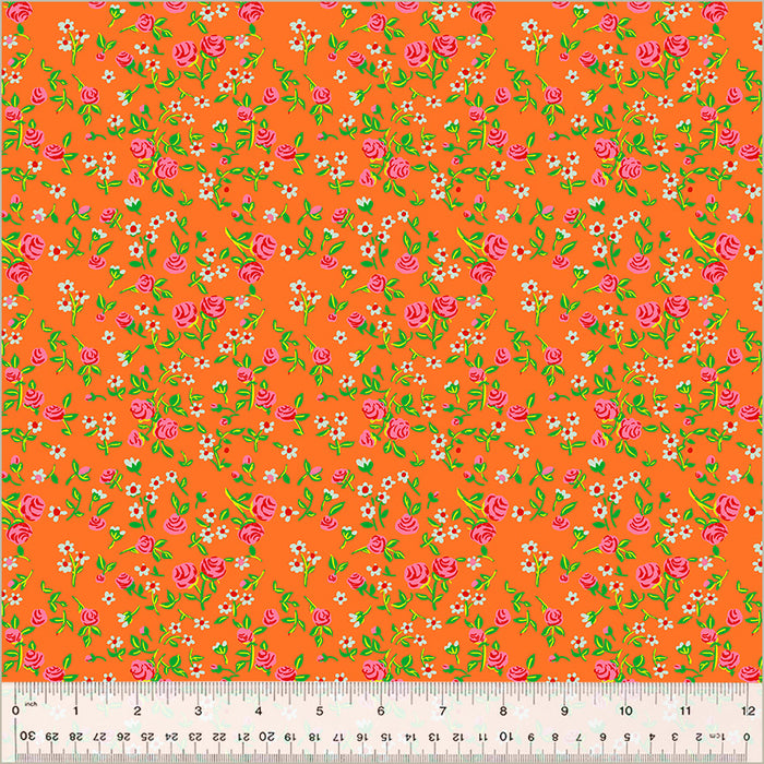Heather Ross by Hand - Mousy Floral Tangerine
