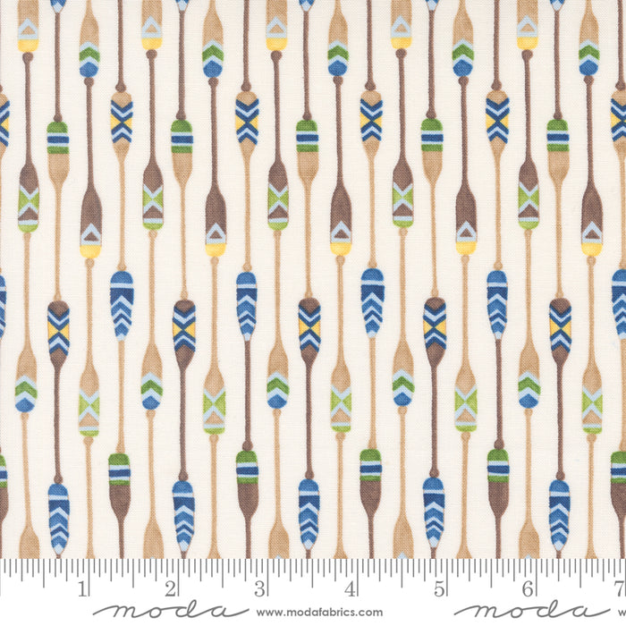 On Lake Time - Patterned Paddles Cloud White 10" Remnant
