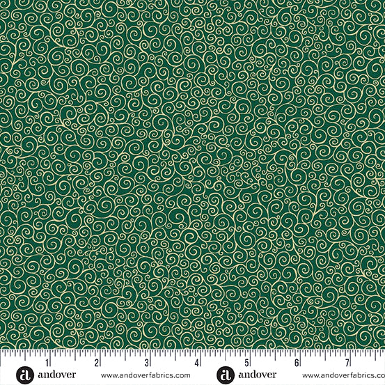 Good Tidings Metallic - Scroll Green
