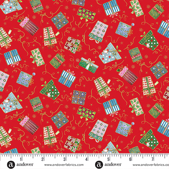 Jolly Saint Nick Metallic - Gifts Red
