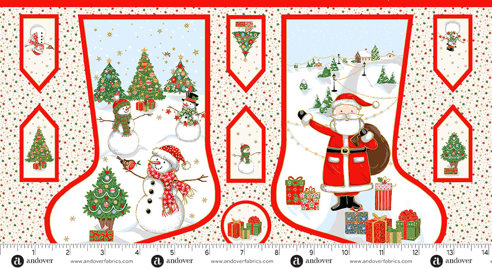Jolly Saint Nick Metallic Panel - Stocking Multi