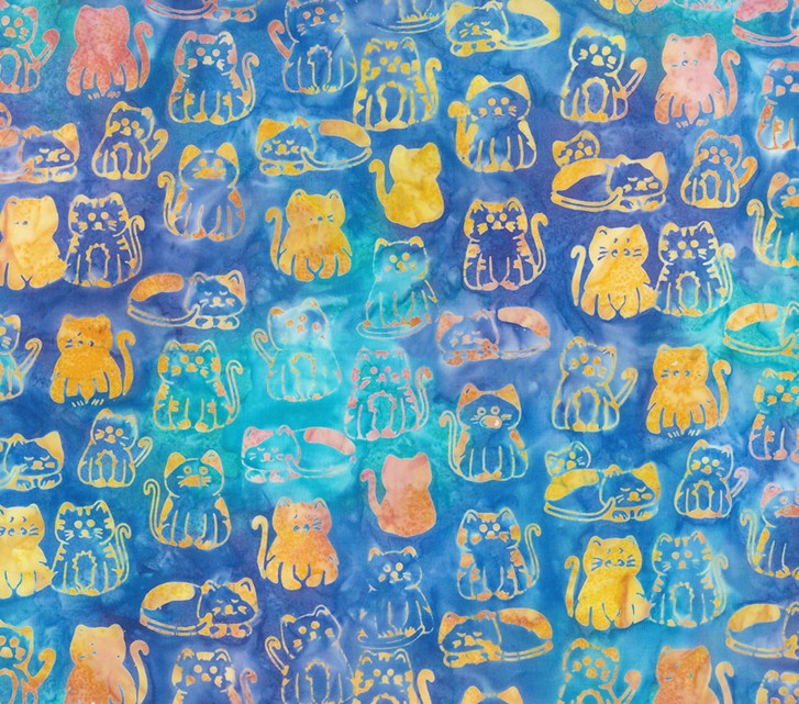 Meow Meow Batiks - Kitties Blue Seaglass
