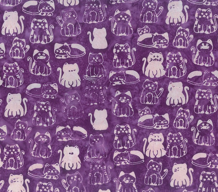 Meow Meow Batiks - Kitties Plum
