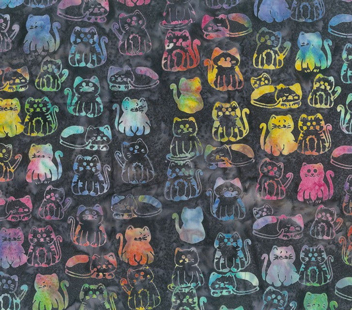 Meow Meow Batiks - Kitties Charcoal