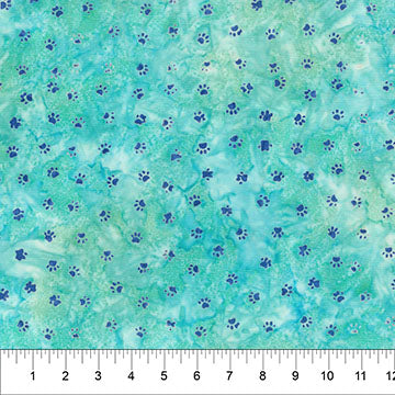 Meow Meow Batiks - Kitty Paws Seafoam