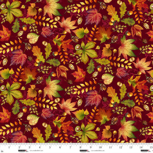 Autumn Fields - Leaves Burgundy
