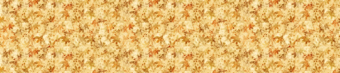 Autumn Breeze 108" Wide - Watercolor Leaves Ochre