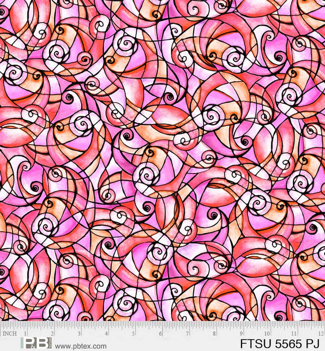 Flower to the Sun - Stained Glass Swirls Pink