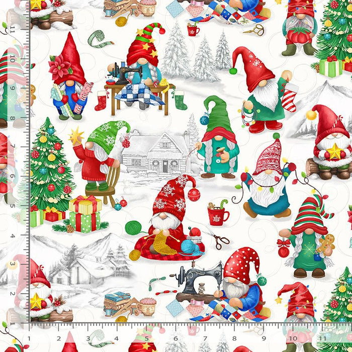 Christmas Quilting Gnomes - White