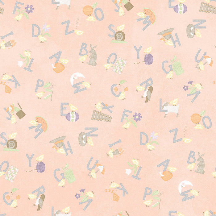 Little Chicks Flannel - Alphabet Tossed Peach