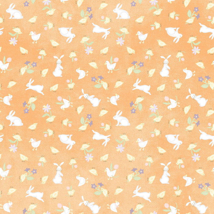 Little Chicks Flannel - Bunnies & Chicks Orange