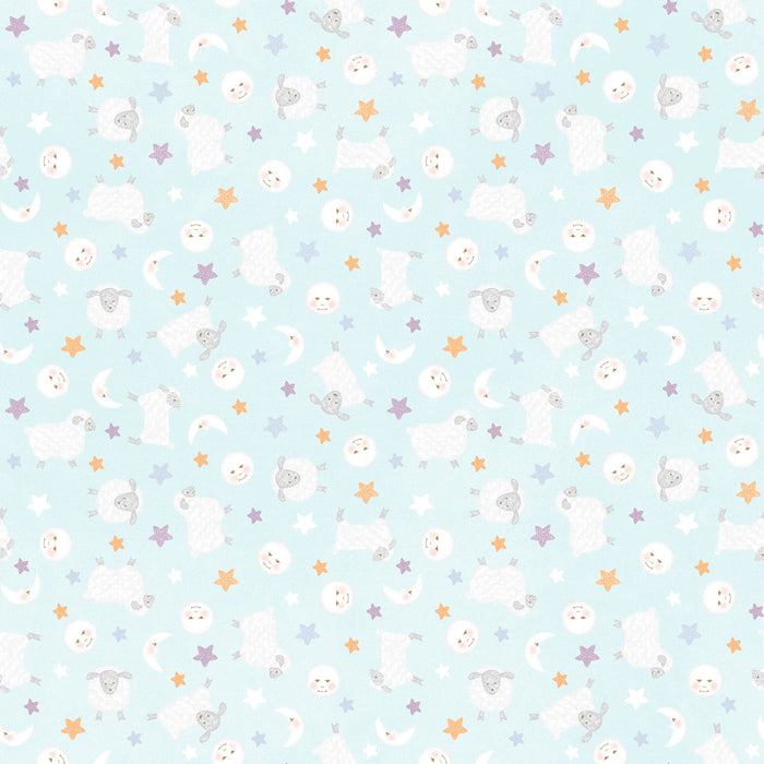 Little Chicks Flannel - Lambies & Moon Aqua