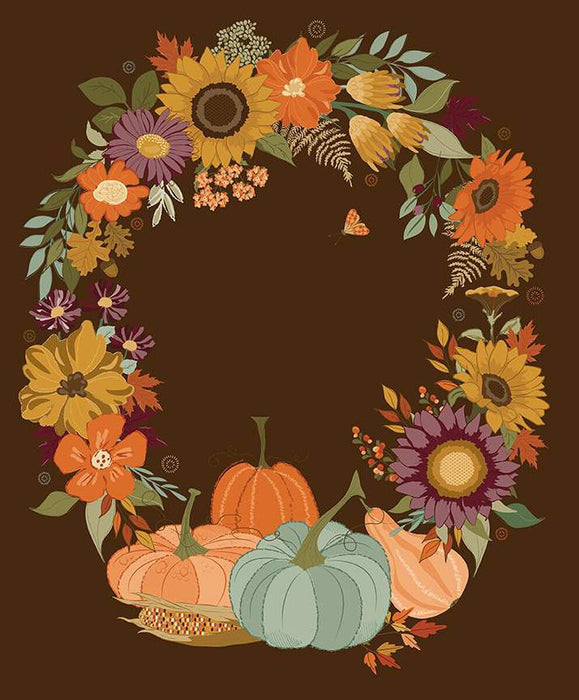 The Awe of Autumn - Wreath Panel Brown
