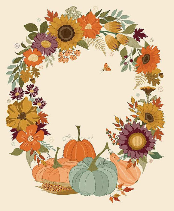 The Awe of Autumn - Wreath Panel Cream