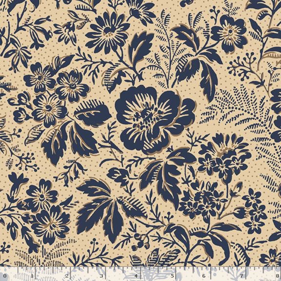 Indigo Neutrals - Large Floral Tan