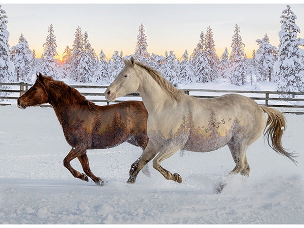 Call of the Wild Panel - Horses Sunset
