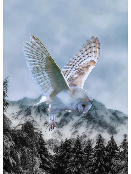 Call Of The Wild Digital Print Panel - Owl Powder Blue