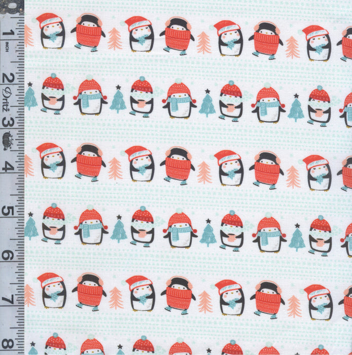 Merry Penguins - Snow Day Stripe White
