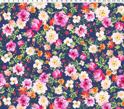 Flourish - Rose Garden Navy Blue