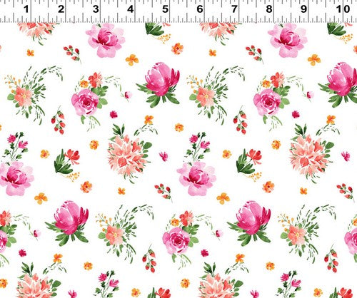 Flourish - Tossed Floral White