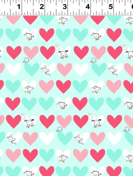Love is in the Air - Peekaboo Hearts Light Teal