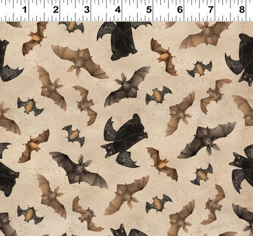 Gothic Halloween - Bats & Cats Khaki