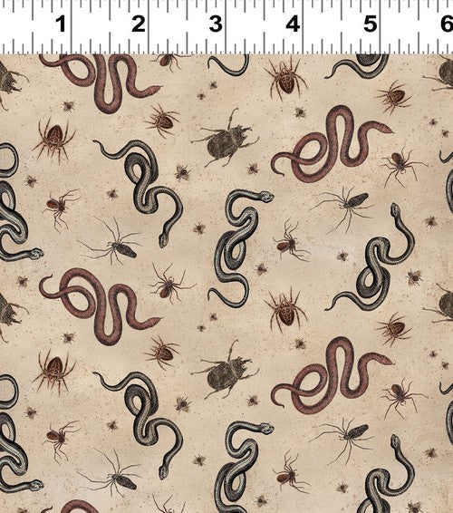 Gothic Halloween - Snakes & Bugs Khaki