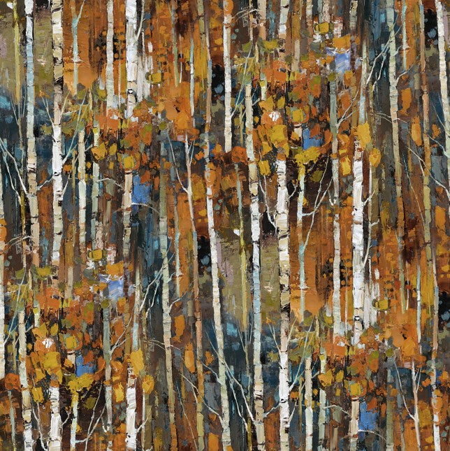 First Snow - Birch Trees Rust