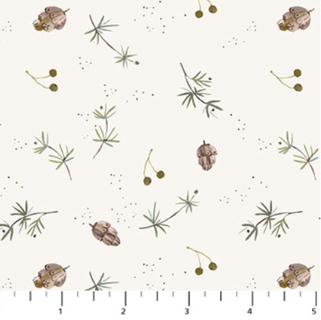 Cozy Cubs - Pine Cones White 17" Remnant