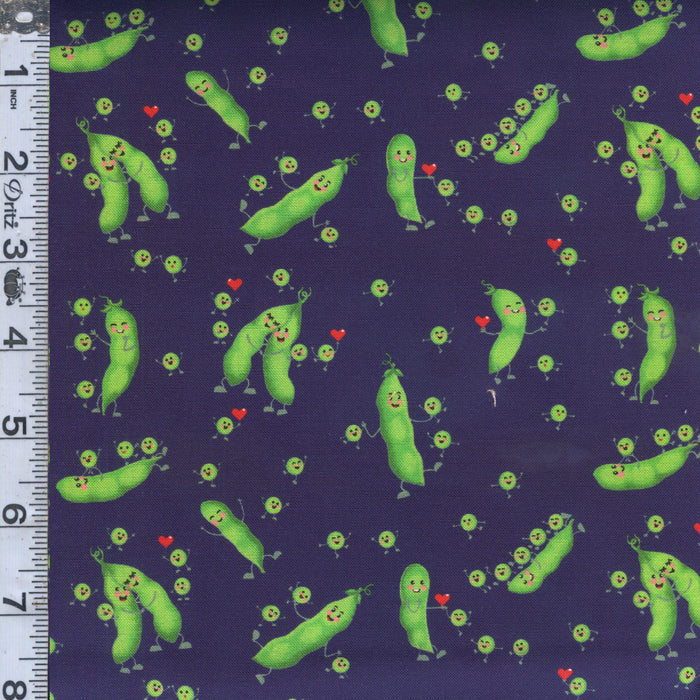 Lollie Snacks - Snap Peas Navy 13" Remnant