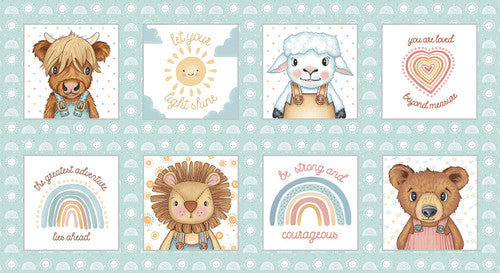Boho Buddies - Block Panel Light Teal