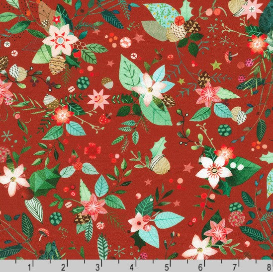Festive Fauna - Holiday Floral Crimson