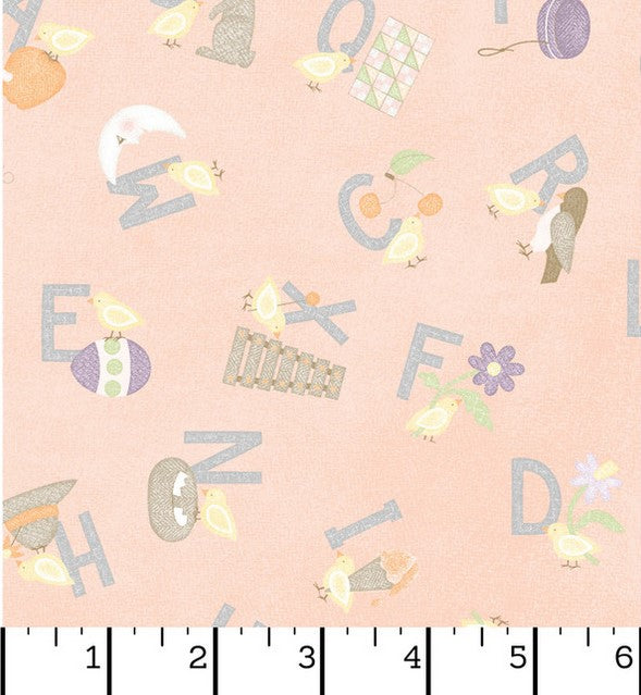 Little Chicks Flannel - Alphabet Tossed Peach