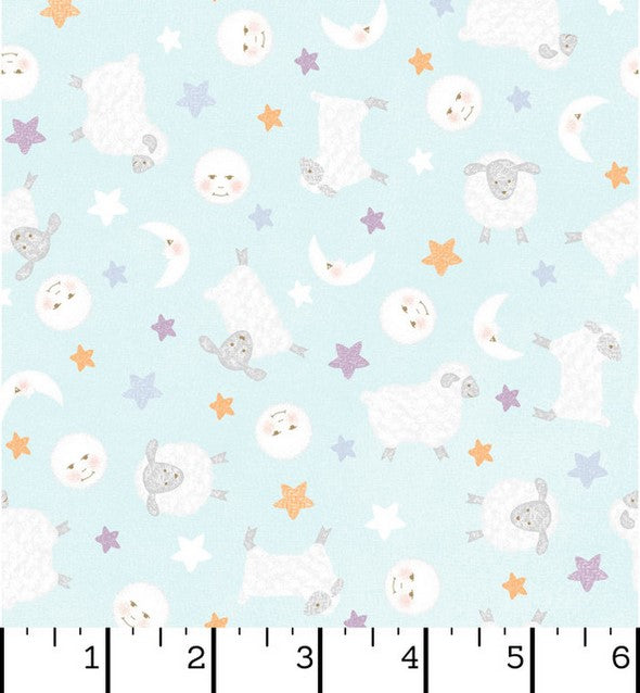 Little Chicks Flannel - Lambies & Moon Aqua