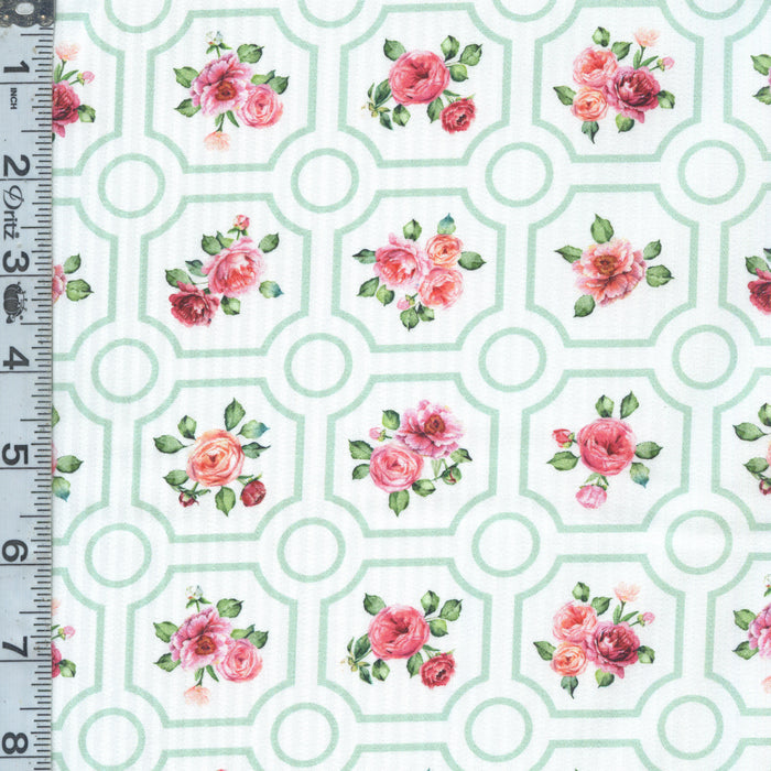 Blush - Floral Grid White
