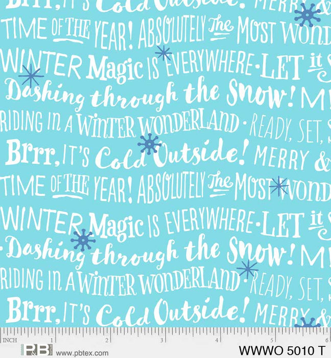 Wheeling Winter Wonderland - Words Teal 6-1/2" Remnant