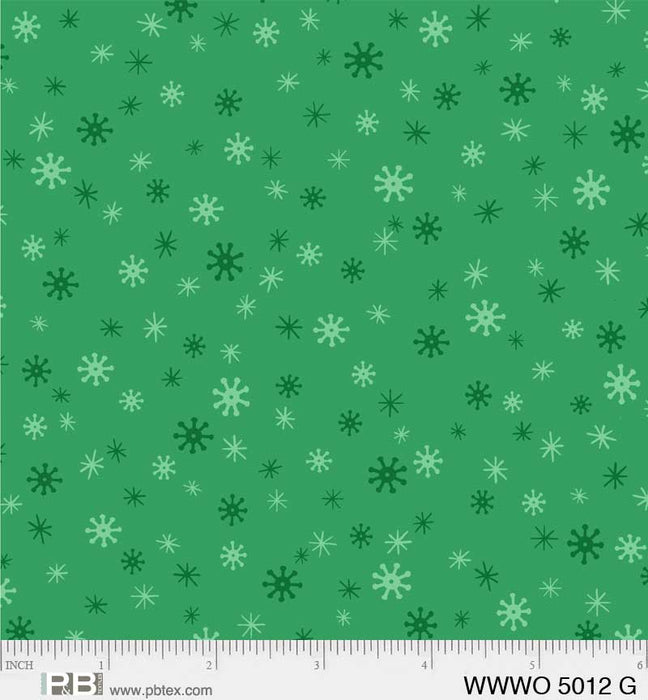Wheeling Winter Wonderland - Snowflakes Green