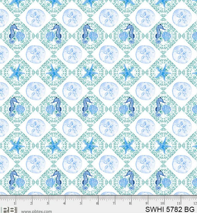 Sea Whispers - Sand Dollar Diamonds Blue