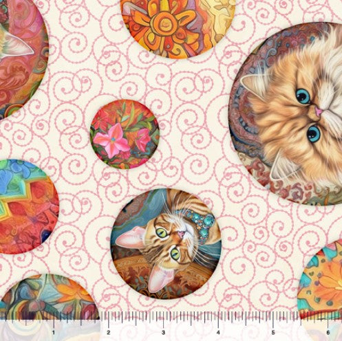 Quilt Room Kitties - Cat Circles Cream
