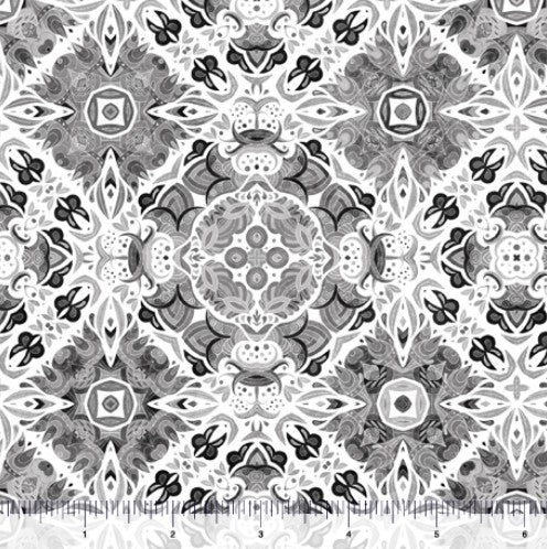 Quilt Room Kitties - Diamond Medallion Gray